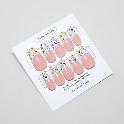 "French beach gem" nail-set